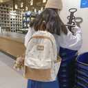 2026 Cute Preppy Bag Floral Printed Kawaii Backpack Cottagecore Aesthetic Backpack Laptop Daypack (Brown)
