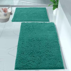 LuxUrux Chenille Bath Mat Set, Turquoise, Extra-Soft Plush Bath Rug, 16'' x 24'' + 20'' x 30'', Super Absorbent, Non-Slip Backing, 2 Piece LuxUrux Chenille Bath Mat Set, Turquoise, Extra-Soft Plush Bath Rug, 16'' x 24'' + 20'' x 30'', Super Absorbent, Non-Slip Backing, 2 Piece