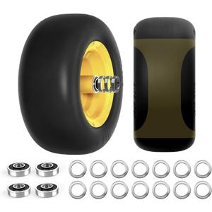 2025 Newly Upgraded Lawn Mower Tires 13x6.50-6 (2-Pack) - Flat Free Solid Smooth Tread, Zero Turn Front Wheel Replacement, Universal Fit for Commercial/Residential Mowers with Adapter Kit
