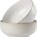 getstar Large Serving Bowls (8 inch & 60 fl oz), Ceramic Salad Bowl Set of 2, Microwave and Dishwasher Safe, Farmhouse Kitchen Decorative Bowls Set (Embossed Checks & Stars)