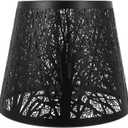Metal Lamp Shade, Wrought Iron Lampshade Carved Forest Tree Shaped E27 Mini Lamp Shade for E27 Table Lamp Bedroom Bedside Decor (Black)