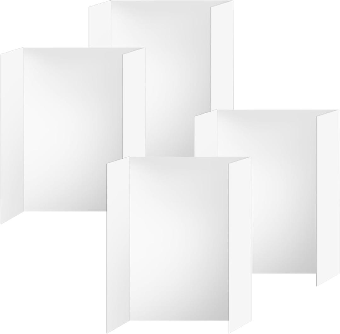 4pcs Trifold Poster Board, 26x17 Inches White Trifold Presentation Display Board Corrugated Project Board for School and Business Project (4 Pcs)