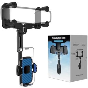 JDHDL Phone Mount for Car, Rear View Mirror Phone Holder, Rotatable and Retractable Car Phone Holder Mount Rearview Mirror Phone Holder for Car Compatible with iPhone Samsung Cell Phones (Blue)