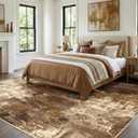 RELEANY Washable Area Rugs 5'x7' Non-Slip Modern Abstract Soft for Living Room Entryway Bedroom Nursery, Print Pattern, Brown Tan Beige Coffee