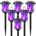 Dynaming 6 Pack Solar Flame Torch Lights Outdoor, Dual Use Flickering Purple Flame Garden Light, Hanging Lantern, Auto On/Off & Waterproof Halloween Lighting for Lawn Patio Yard Walkway Driveway