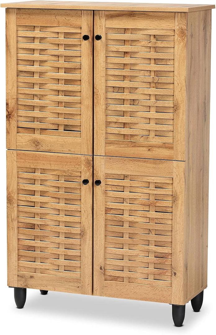 Baxton Studio Winda Shoe Cabinets, Oak Brown/Black