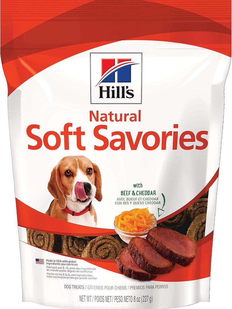 Hill's Natural Soft Savories, All Life Stages, Great Taste, Dog Treats, Beef & Cheddar, 8 oz Bag (8 Ounce (Pack of 1))