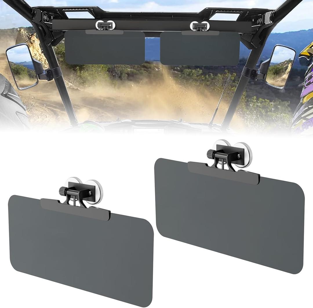 2Pcs UTV Magnetic Sun Visor, Golf Cart Sun Visor for Ehicles with Pro-Fit Bar or Metal Roof and Crossbars, Compatible with Ranger Defender Uforce 1000 EZGO