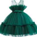 6M-9T Infant Baby Girls Ruffle Ball Gown Party Pageant Lace Dresses (6-12 Months, Green)