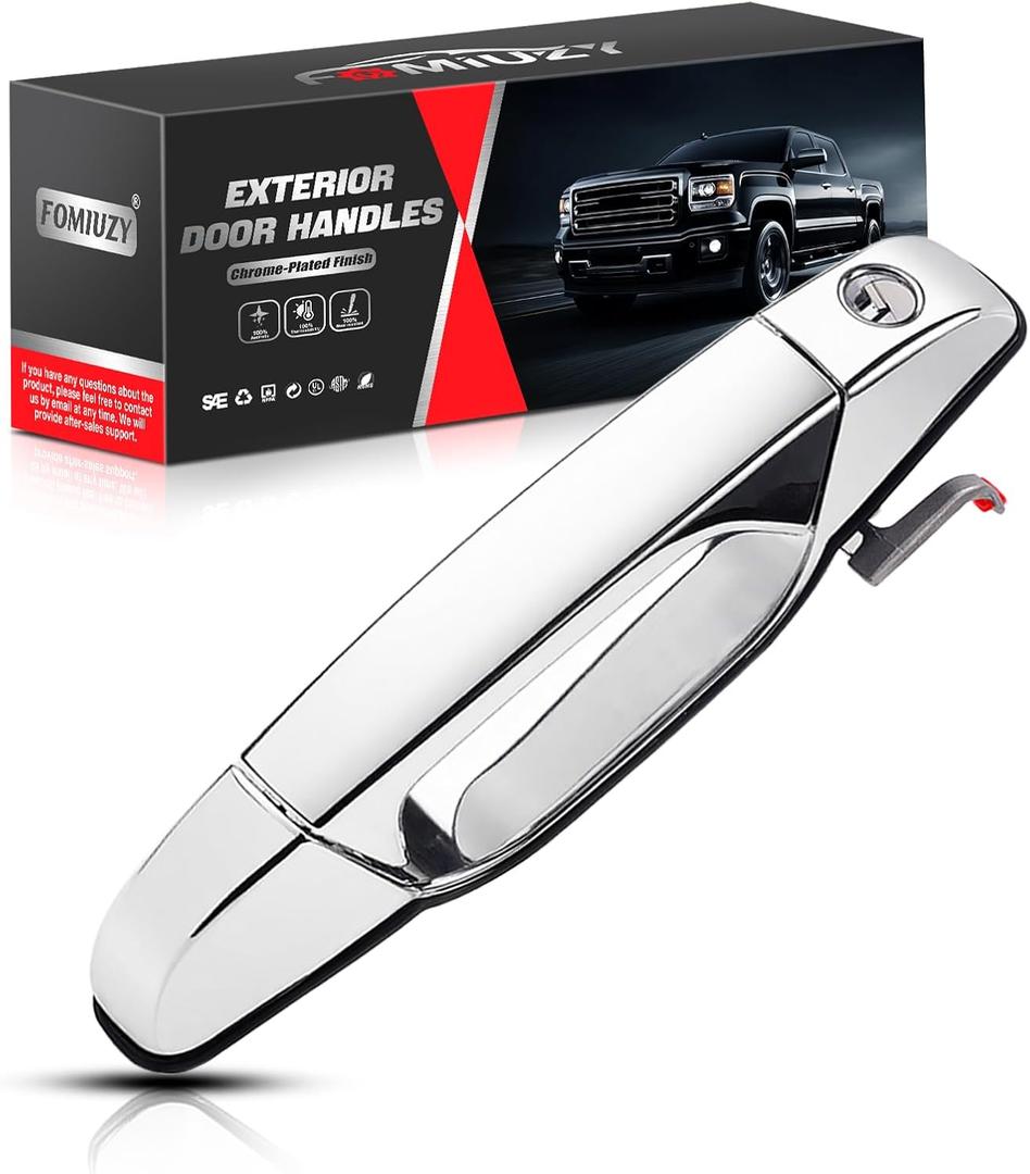 WEILEITE Front Driver Left Side Chrome Door Handles Fit For Chevy Silverado GMC Sierra 1500 2500 3500 Cadillac Escalade Yukon XL Denali Tahoe Avalanche Suburban 2007 2008 2009 2010 2011 2012 2013 2014