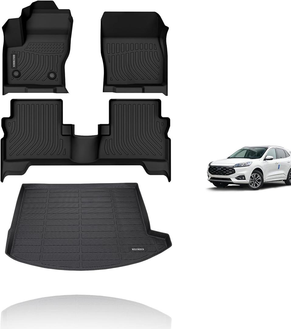 KELCSEECS Floor Mats & Cargo Liner Custom for 2013 2014 2015 2016 2017 2018 2019 Ford Escape All Weather Car Mats Trunk Mat Floor Liners Ford Escape Floor Mats Accessories