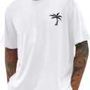 Mens Short Sleeve T-Shirt Graphic Loose Fit Tee Crew Neck Palm Tree Summer Shirts, XXLarge
