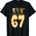 67 Halloween Meme 6 7 Numbers Six Seven Funny Kids Skeleton T-Shirt