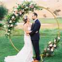 7.2ft Round Backdrop Stand, Stable Balloon Arch Stand, Metal Wedding Arch Backdrop Stand Circle Backdrop Stand Frame for Wedding, Birthday Party, Baby Shower Decoration (Gold)