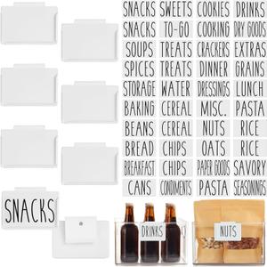 Talented Kitchen 8 Piece Metal Basket Labels Clip On Holders with 40 Labels for Kitchen Storage, White Label Clips for Storage Bins (3.5 x 2.5 inches)