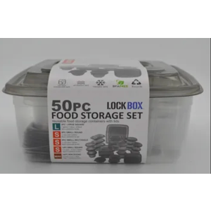 Freshpod 50pc Praktipod Container Set with Leak Proof Lid Contains 2pc Round 3800ml, 6pc Rectangle 265ml, 6pc Square 265ml, 12pcs 395ml and 24pc 4oz