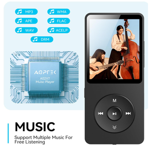 MP3 Player with Bluetooth 5.3, 1.8 inch Screen Portable Music Player with Speaker, FM Radio, Voice Recorder, Supports Expanded Up to 128GB(Black, 32GB)