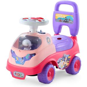 VEVOR Ride On Toddler Push Car, Push Car for Toddler 19 to 36 Months, Kids Ride On Toy with Horn & Music, 48.5 lbs Load Capacity, Under-seat Storage, Foot-to-Floor Walker for Toddlers Boys Girls, Pink