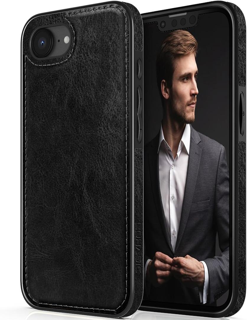 LOHASIC for iPhone 16e Leather Case, for iPhone 17e Case Rugged Full Body Comfort Non-Slip Grip Protective Men Women Cover Cases Compatible with iPhone 16E/17E 6.1'', Black
