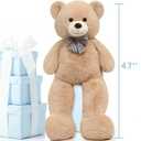 Toys Studio 47 Inch Big Teddy Bear Giant Teddy Bear Stuffed Animal 4ft Light Brown Plush Toy for Baby Shower Party Decorations Kids Christmas Mother's Day Valentines Gifts