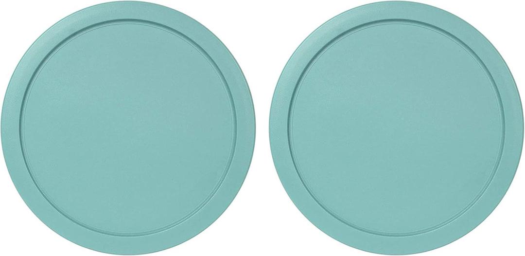 Replacement Lids fits Pyrex 6 & 7-Cup Glass Food Storage Container Bowls, 7.5-Inch Plastic Round Lids Covers for Pyrex 7402-PC, Airtight & Leakproof (2-Pack, Turquoise)