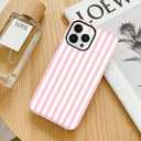 For iPhone 17 Pro Max Case Cute Striped Phone Case Compatible with MagSafe, Dual-Layer Shock Protection(Hard PC + Silicone) - Aesthetic Protective Phone Cover for Women Girl, Pink and White