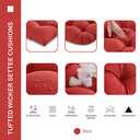 Outdoor/Indoor All Weather Tufted Wicker Chair Cushions of 3 Pieces, 1 Loveseat and 2 U-Shape Waterproof Cushions for Patio Furniture,Wicker Loveseat,Bench-Red