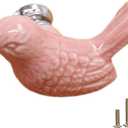 10Pcs Bird Shape Ceramic Kids Drawer Knobs,Cute Cartoon Animal Cabinet knobs with 2 Kinds Screws,Baby Boys Girls Dove Knobs Handles Pulls for Drawer Cupboard Dresser Bookcase (10, Bird-Pink)