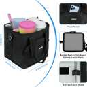 Reusable Drink Carrier with Handle Insulated, Collapsible 4-Cup Beverage Bag with No-Spill Base, Adjustable Dividers & Shoulder Strap, Portable Caddy for Delivery, Car and Travel, Black
