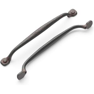 Hickory Hardware 5 Pack Solid Core Kitchen Cabinet Pulls, Luxury Cabinet Handles, Hardware for Doors & Dresser Drawers, 8-13/16 Inch (224mm) Hole Center, Rustic Iron, Refined Rustic Collection