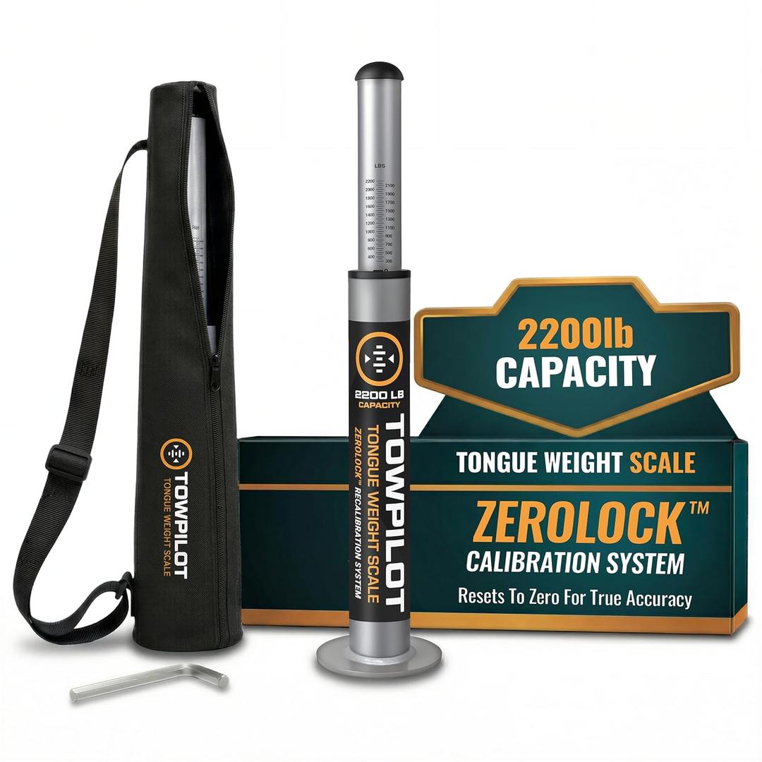 TowPilot Trailer Tongue Weight Scale - 2200 lb Capacity, Trailer Tongue Scale for Travel Trailers, RVs & Campers, ZEROLOCK Precision Calibration System for Boat & Cargo Trailers - Silver