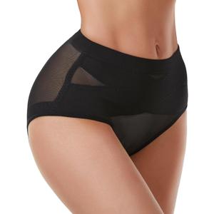 Tummy Control Shapewear Seamless Butt Lifter Panties Low Rise Body Shaper Briefs Women Compression Girdle Underwear (Medium, Black)