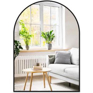 Fabuday Big Arch Mirror for Bathroom 30x40 - Large Black Arched Wall Mirror for Over Sink, Wide Metal Frame Vanity Mirros for Bedroom, Living Room, Dresser, Entryway Decor