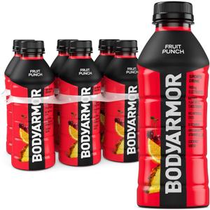 BODYARMOR Sports Drink, Fruit Punch, Electrolyte Drink Hydration, 20 Fl Oz Bottles (6 Pack), Flavored Coconut Water with B Vitamins & Antioxidants (EXP 08/25/26)