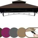 Tradesparker 5x8 BBQ Grill Gazebo Replacement Canopy Top with T-Hook,Double Tiered Waterproof Roof Gazebo Cover for Model L-GG001PST-F, Brown