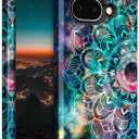 Hocase for Google Pixel 9a Case, Shockproof Heavy Duty Protection Hard Plastic+Silicone Rubber Bumper Hybrid Protective Case for Google Pixel 9a 6.3" 2025 - Mandala in Galaxy