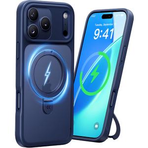 CASEKOO Ultra-Magnetic Stand for iPhone 17 Pro Max Case [Military Drop Protection] [Compatible with MagSafe] Shockproof Translucent Matte Slim Ring for iPhone 17 Pro Max Phone Case 6.9", Blue