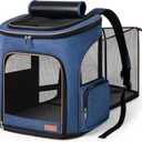 Lekereise Large Cat Backpack Carrier Fit Up to 20 25 Lbs, Expandable Pet Carrier Backpack Foldable Dog Backpack Carrier, Blue (24.4"L x 14"W x 16.2"H)