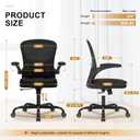Office Chair, Ergonomic Desk Chairs 330LBS Capacity High Back Mesh Computer Chair with Flip-up Armrests, Comfy Work Chair with Adjustable Lumbar Support, Rolling Chair, 25 inches x 20.5 inches x 40 inches
