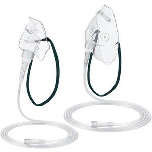Geiserailie 2 PCS M/L Oxygen Mask with 6.6 Ft Tubing and Adjustable Elastic Strap, Adult Oxygen Mask with Tubing, Transparent Masks for Face Adult