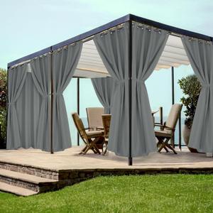 HolidayIdeas Grommet Top Outdoor Curtains for Patio Waterproof 8 Pcs All Weather Balcony Outside Curtain Panels for Apartments, Gazebo, Pergolas, Porch, 54x84 Inch, Grey