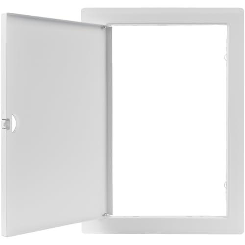 VezoWorks 8 x 12 Inch [Cut Out] Metal Wall Access Panel for Drywall - White HVAC Control Panel, Wall Covering Panels, Plumbing Cover Plates, Door Lock Latch, Breaker Box Cover, Drywall Access Panels