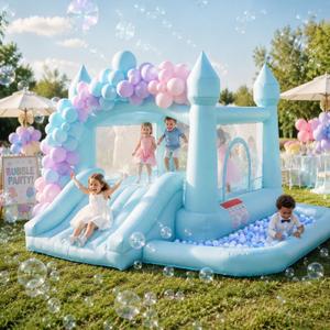 Blue Bounce House for Kids Ages 3-6, Toddler 5-in-1 Inflatable Castle
Indoor Outdoor Bouncy House for Toddlers, 10FT × 10FT × 7FT Jump House for Birthday Parties, Backyard Fun & Family Play