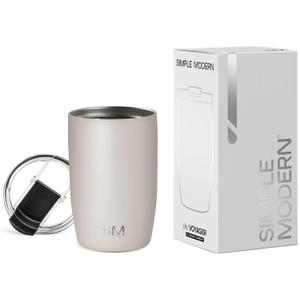 Simple Modern Travel Coffee Mug Tumbler with Flip Lid | Reusable Insulated Stainless Steel Cold Brew Iced Coffee Cup Thermos | Gifts for Women Men Him Her | Voyager Collection | 12oz | Almond Birch