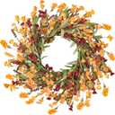 Artgar Fall Wreath, Fall Wreaths for Front Door, 24 in Fall Decor Floral Wreath, Door Wreaths for Front Door Outside All Season for Thanksgiving Home Indoor Outdoor Wall Decor (Red Orange Yellow)