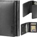 Wallet for Men, Works with Apple Find My, Wallet Tracker, Trifold Leather Card Wallet, Minimalist Front Pocket Wallet for Men, RFID Blocking, Multi Card Slots, Credit Card Holder, Classic Black