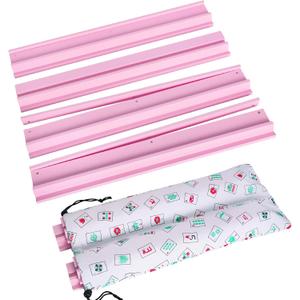 Mahjong Racks with Pushers, Pink Wooden American Mahjong Tile Pushers and Racks Set of 4, with White Printed Mahjong Racks Drawstring Bag, Mahjong Accessories (19.68 Inches), 19.68 inches x 2.55 inches x 1.06 inches