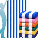 6 Packs Oversized 72x40 Inch Stripe Beach Towel Thin Set Extra Large XL Big Clearance Accessories Essentials Soft Super Absorbent Pool Travel Bath Swim Camping Towels Bulk Men Women Adults Gift