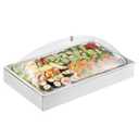 VEVOR Countertop Food Serving Display Container, 1 x 1 Pan Stainless Steel Food Serving Tray, Buffet Condiment Dispenser Display Rack with Clear Lid & 3 Ice Trays, for Restaurant Hotel Kitchen Party