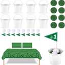 8 Sets Golf Party Centerpieces for Table, Includes 8 Iron Buckets, 8 Golf Balls, 8 Grass Mats, 2 Tablecloths, 8 Flags for Golf Sports Themed Birthday Party Supplies (White)